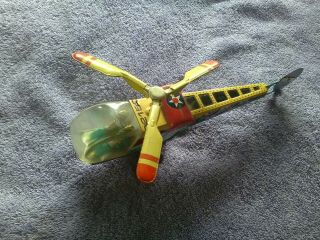 Vintage Tin Whirly Bird Lithograph Helicopter Toy/friction/schylling/nice