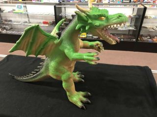 Large Maidenhead Toys R Us Big Green Dragon Toy 17 " Tall 27 " Long