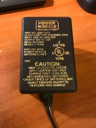 Power Wheels Battery Charger 00902 - 0972.  Powerwheels C - 12150.  120v 28w,  12v 1.  2a