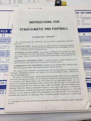 Vintage 1982 Strat - O - Matic Pro Football Game 4