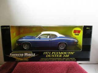 1/18 Scale Ertl American Muscle Blue 1971 Plymouth Duster