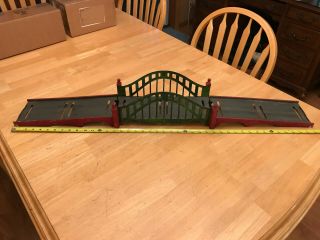 Lionel Standard Gauge Train 101 Tinplate Arch Bridge & Ramps Painted Green Red