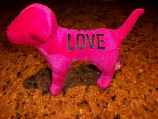 6 " Victoria Secret Pink Collectible Stuffed Puppy Dog Pink Love Plush Pink