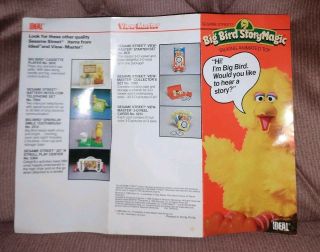 Vintage 1986 Ideal Talking Big Bird Story Magic Paperwork Care & Instructions 4