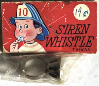 S729.  Vintage: Siren Whistle Metal Ring W/ Heart Emblem Band (1950 