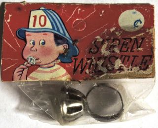 S729.  Vintage: SIREN WHISTLE Metal Ring w/ Heart Emblem Band (1950 ' s) 2
