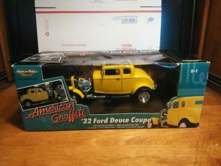1:18 Ertl American Graffiti 1932 Ford Deuce Coupe In Yellow 32078