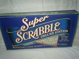 Scrabble Deluxe Edition Rotating Game Board Raised Grid 200 Tiles