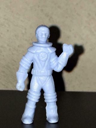 Scarce Cracker Jack Miniature Astronaut - 1950s Stand Up.  Light Blue Plastic