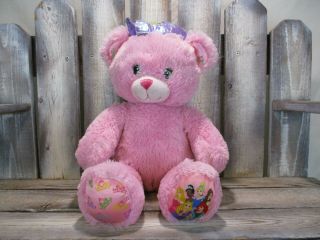 Bab Build A Bear Pink Disney Princess Bear Purple Crown 17 " Plush Stuffed Animal