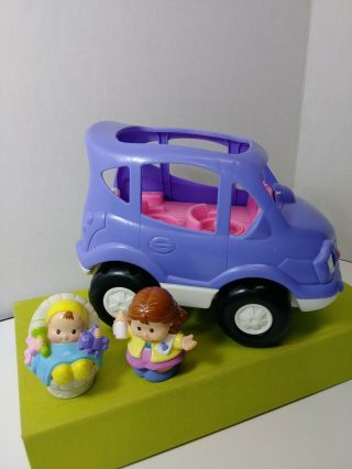 Fisher Price Little People Purple Sounds Mini Van Mom Baby Car Seat