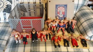 16 Wrestlers Awa Steel Cage Wrestling Rings Play Set “1980s” Remco