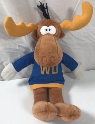 Wossamotta University Moose Plush 15” 2001 Toy Network Rocky Bullwinkle Friends