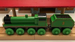 Thomas Wooden Railway: Train Green Engine Henry Flat Tender 1997 Britt Allcroft