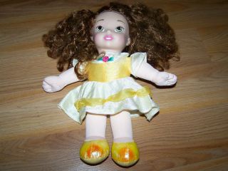 Disney Beauty And The Beast Plush Belle Doll Toy Yellow Dress Vinyl Face Hair