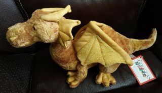 Douglas Gold Dragon Stuffed - Animal Plush W/ Glittering Wings And Tag.