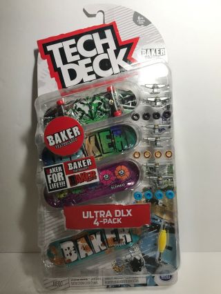 Tech Deck Baker Skateboards Ultra Dlx 4 Pack Dee Reynolds T - Funk Riley Hawk