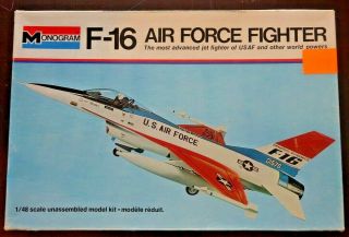Vintage 1976 Monogram F - 16 Air Force Fighter 1/48 Scale Model Kit 5401