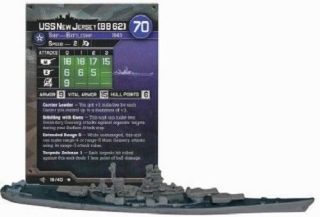 Axis And Allies " Surface Action " Uss Jersey (bb 62) (18/40) Game Piece & Card