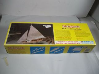 Pre Owned Nib Midwest Products Chesapeake Bay Skipjack Wooden Boat Model 971