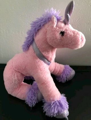 Dan Dee Large Pink Purple Unicorn Stuffed Plush Iridescent Sparkle Glitter