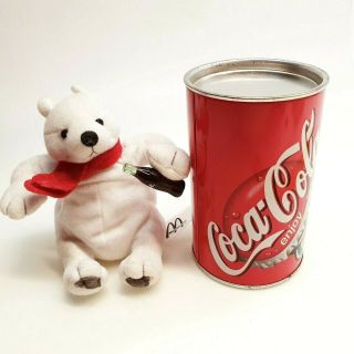 Vintage Coca Cola Can W Polar Bear Plush Toy 2000 Mcdonald