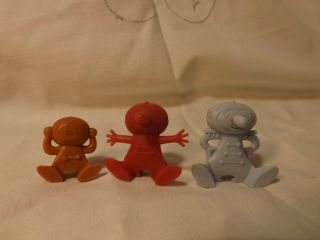 RARE vintage three Spoonman spoon sitters cereal toys prizes premiums 3