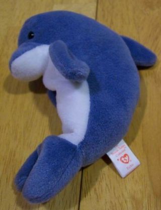 Ty Beanie Babies Echo The Dolphin 7 " Grey Plush Stuffed Animal Toy