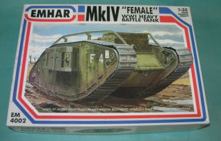Emhar Mkiv " Female " Wwi Heavy Battle Tank 1/35 Kit Em4002