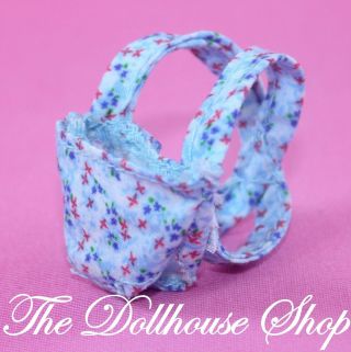 Fisher Price Loving Family Dollhouse Blue Floral Baby Doll Carrier Nursery