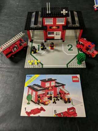 Vintage Lego Fire Station Set 6382 100 Complete Decals/ Instructions.