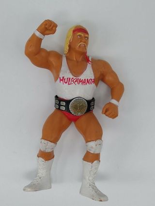 Vintage Wwf Hulk Hogan White Hulkamania Shirt With Championship Belt - Titan