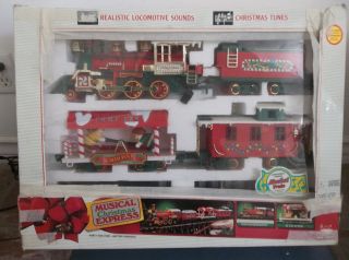 1995 Bright Musical Christmas Express Train Sound Anamation Light W/Box 183 7
