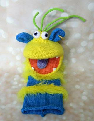 The Puppet Company Yellow And Blue Striped Monster Hand Puppet