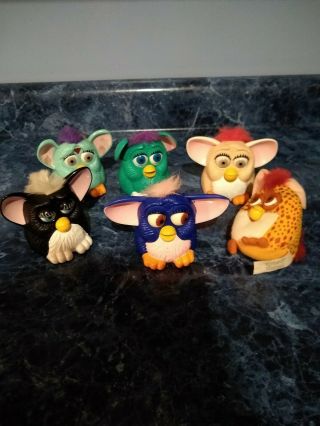 Furby Plush Keychain Backpack Clip 5 Plastic 2000 Mcdonalds Happy Meal Toys