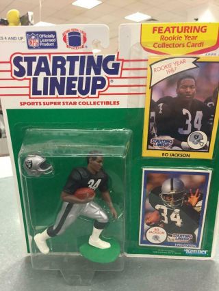 Starting Lineup Bo Jackson 1990 Figure Toy Nib Nfl Slu Raiders Football Card