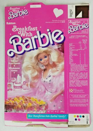 Breakfast With Barbie 1989 Cereal Box - Ralston - Empty & Flattened