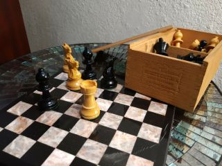 Portable Marble Chess Board With Hand Carved Box Chess Piece Set
