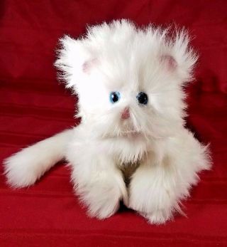 1978 Animal Express White Persian Kitty Cat Plush Full Body Hand Puppet 11 " Euc