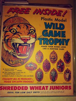 RARE VINTAGE 1950s Nabisco Cereal BOX,  10 - Wild Game Trophy - all 10 7