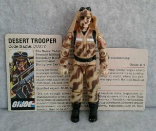 Gi Joe Dusty Desert Trooper Figure With Peach File Card Hasbro 1985