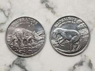 1980s Post Cereal Dinosaur Coin Triceratops Allosaurus When World Was Young