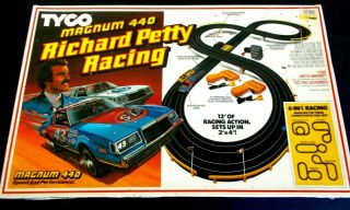 Vintage Nascar Tyco Magnum 440 Richard Petty Stp Racing Slot Car Set Mib 6 - In - 1