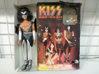 Vintage 1978 Aucoin Mego Corp Kiss Rock Band Gene Simmons Doll Figure W/ Box