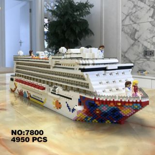 Zrk 7800 Luxury Cruise Ship Big Boat Diy Diamond Mini Building Nano Block Toy