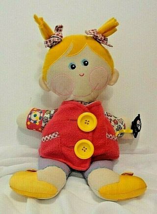 Dressy Bessy Playskool 2001 Soft Stuffed Doll Learn How To Use Buttons Buckles