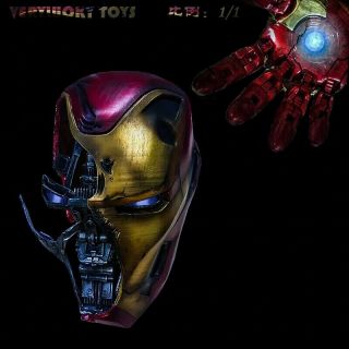 Verylucky Toysvl1902 1/1 Iron Man Mk50 Battle Damage Helmet W/light Avengers 4