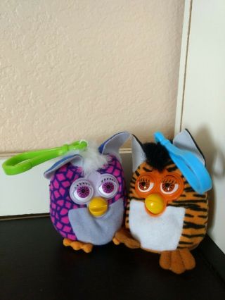 Set Of 2 Furby Keychain Backpack Hangers For Mcdonalds Circa 2000