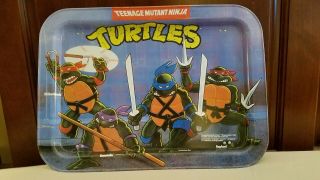 Vintage 1988 Teenage Mutant Ninja Turtles Metal Folding Childs Tv Tray 17 "