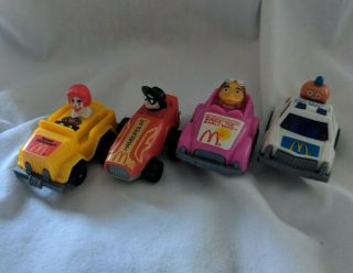 4 Mcdonalds Ertl 1984 - 1985 Pull Back Cars Fast Macs Happy Meal Kids Toys